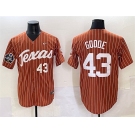 Men's Texas Longhorns #43 Leighann Goode Orange Pinstripe 2025 World Series & SEC Patch Stitched Jersey