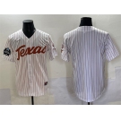 Men's Texas Longhorns Blank White Pinstripe 2025 World Series & SEC Patch Stitched Jersey