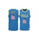 2016 US Flag Fashion 2017 UCLA Bruins Lonzo Ball #2 Pac-12 College Basketball Authentic Jersey - Blue