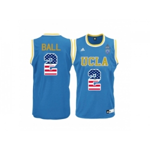 2016 US Flag Fashion 2017 UCLA Bruins Lonzo Ball #2 Pac-12 College Basketball Authentic Jersey - Blue