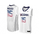 2016 US Flag Fashion Uconn Huskies Kemba Walker #15 College Basketball Jersey - White