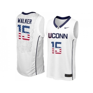 2016 US Flag Fashion Uconn Huskies Kemba Walker #15 College Basketball Jersey - White