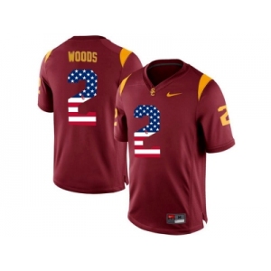 2016 US Flag Fashion USC Trojans Robert Woods #2 Patch College Football Jersey - Red
