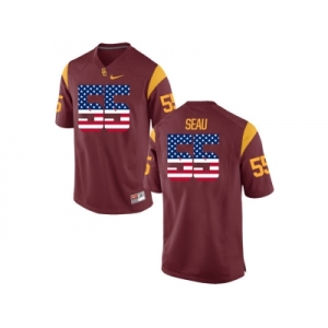 2016 US Flag Fashion USC Trojans Seau #55 College Football Jersey - Red