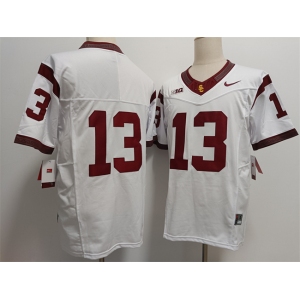 Men's USC Trojans #13 Caleb Williams 2024 F.U.S.E. No Name White Stitched Jersey