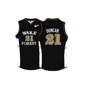 Wake Forest Demon Deacons Tim Duncan #21 College Basketball Throwback Jersey - Black