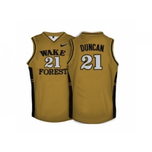 Wake Forest Demon Deacons Tim Duncan #21 College Basketball Throwback Jersey - Gold