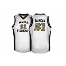 Wake Forest Demon Deacons Tim Duncan #21 College Basketball Throwback Jersey - White