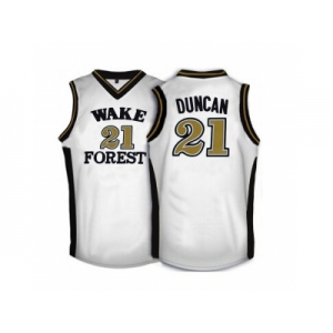 Wake Forest Demon Deacons Tim Duncan #21 College Basketball Throwback Jersey - White