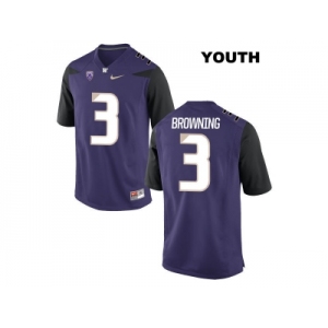2016 Youth Washington Huskies Jake Browning #3 College Football Limited Jersey - Purple