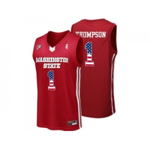 2016 US Flag Fashion Washington State Cougars Klay Thompson #1 College Basketball Jersey - Red