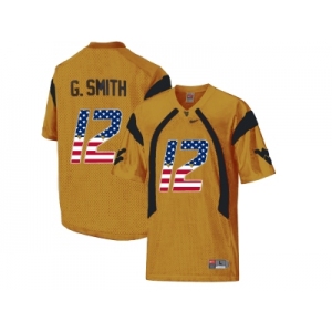 2016 US Flag Fashion West Virginia Mountaineers Geno Smith #12 College Football Mesh Jersey - Gold