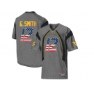 2016 US Flag Fashion West Virginia Mountaineers Geno Smith #12 College Football Mesh Jersey - Grey