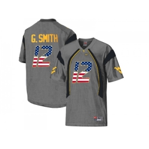 2016 US Flag Fashion West Virginia Mountaineers Geno Smith #12 College Football Mesh Jersey - Grey