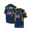 2016 US Flag Fashion West Virginia Mountaineers Geno Smith #12 College Football Mesh Jersey - Navy Blue