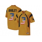 2016 US Flag Fashion West Virginia Mountaineers Stedman Bailey #3 College Football Mesh Jersey - Gold