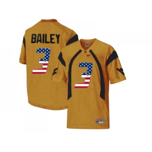 2016 US Flag Fashion West Virginia Mountaineers Stedman Bailey #3 College Football Mesh Jersey - Gold