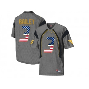 2016 US Flag Fashion West Virginia Mountaineers Stedman Bailey #3 College Football Mesh Jersey - Grey