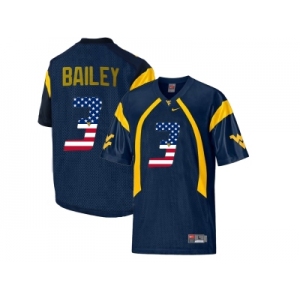 2016 US Flag Fashion West Virginia Mountaineers Stedman Bailey #3 College Football Mesh Jersey - Navy Blue