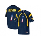 2016 US Flag Fashion West Virginia Mountaineers Tavon Austin #1 College Football Mesh Jersey - Navy Blue