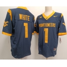 Men's West Virginia Mountaineers #1 Jahiem White Navy FUSE College Stitched Jersey