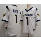 Men's West Virginia Mountaineers #1 Jahiem White White FUSE College Stitched Jersey