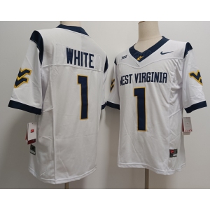 Men's West Virginia Mountaineers #1 Jahiem White White FUSE College Stitched Jersey