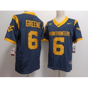 Men's West Virginia Mountaineers #6 Garrett Greene Navy FUSE College Stitched Jersey