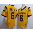 Men's West Virginia Mountaineers #6 Garrett Greene Yellow FUSE College Stitched Jersey