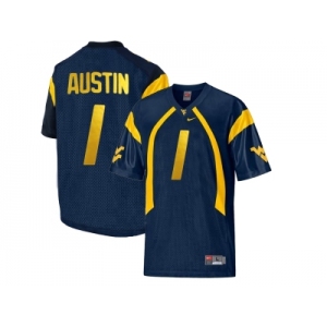 West Virginia Mountaineers Tavon Austin #1 College Football Mesh Jersey - Navy Blue