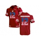 2016 US Flag Fashion-2016 Men's UA Wisconsin Badgers Alex Hornibrook #12 College Football Jersey - Red