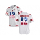 2016 US Flag Fashion-2016 Men's UA Wisconsin Badgers Alex Hornibrook #12 College Football Jersey - White