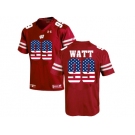 2016 US Flag Fashion-2016 Men's UA Wisconsin Badgers J.J Watt #99 College Football Jersey - Red