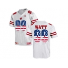 2016 US Flag Fashion-2016 Men's UA Wisconsin Badgers J.J Watt #99 College Football Jersey - White