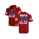 2016 US Flag Fashion-2016 Men's UA Wisconsin Badgers James White #20 College Football Jersey - Red