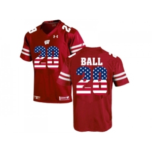 2016 US Flag Fashion-2016 Men's UA Wisconsin Badgers Montee Ball #28 College Football Jersey - Red