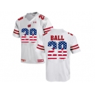 2016 US Flag Fashion-2016 Men's UA Wisconsin Badgers Montee Ball #28 College Football Jersey - White