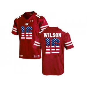 2016 US Flag Fashion-2016 Men's UA Wisconsin Badgers Russell Wilson #16 College Football Jersey - Red