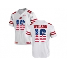 2016 US Flag Fashion-2016 Men's UA Wisconsin Badgers Russell Wilson #16 College Football Jersey - White