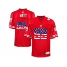 2016 US Flag Fashion-Men's Wisconsin Badgers J.J Watt #99 College Football Jersey - Red