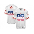 2016 US Flag Fashion-Men's Wisconsin Badgers J.J Watt #99 College Football Jersey - White