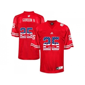 2016 US Flag Fashion-Men's Wisconsin Badgers Melvin Gordon III #25 College Football Jersey - Red