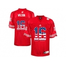 2016 US Flag Fashion-Men's Wisconsin Badgers Russell Wilson #16 College Football Jersey - Red