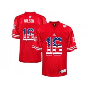 2016 US Flag Fashion-Men's Wisconsin Badgers Russell Wilson #16 College Football Jersey - Red