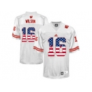 2016 US Flag Fashion-Men's Wisconsin Badgers Russell Wilson #16 College Football Jersey - White