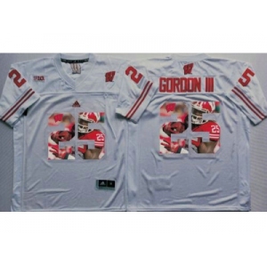 Wisconsin Badgers #25 Melvin Gordon III White Player Fashion Stitched NCAA Jersey