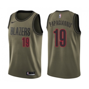 Youth Nike Portland Trail Blazers #19 Georgios Papagiannis Swingman Green Salute to Service NBA Jersey