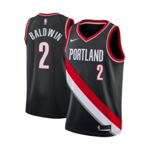 Youth Nike Portland Trail Blazers #2 Wade Baldwin Swingman Black NBA Jersey - Icon Edition