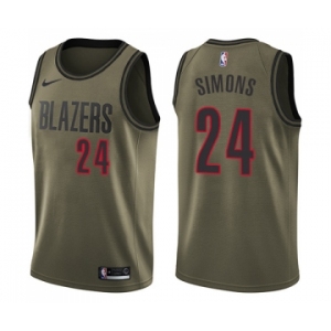 Youth Nike Portland Trail Blazers #24 Anfernee Simons Swingman Green Salute to Service NBA Jersey