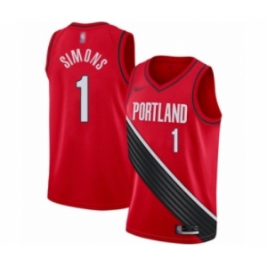 Youth Portland Trail Blazers #1 Anfernee Simons Swingman Red Finished Basketball Jersey - Statement Edition